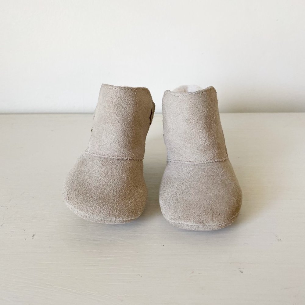 L'Amour Tan Booties Suede Leather Fleece Lined Star Infant Toddler 4 - Picture 3 of 9